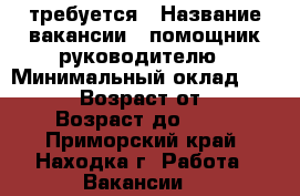 требуется › Название вакансии ­ помощник руководителю › Минимальный оклад ­ 15 000 › Возраст от ­ 20 › Возраст до ­ 60 - Приморский край, Находка г. Работа » Вакансии   